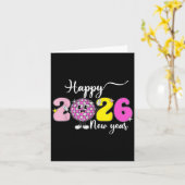 New Years Eve Hello 2026 Happy New Year 2026 Disco カード (黄色い花)
