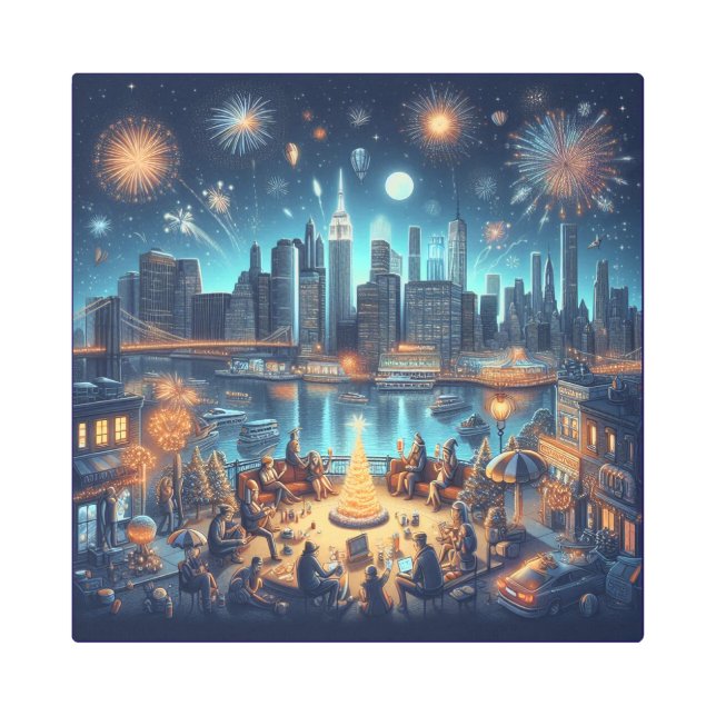 New Year's Eve in New York City メタルプリント (正面)