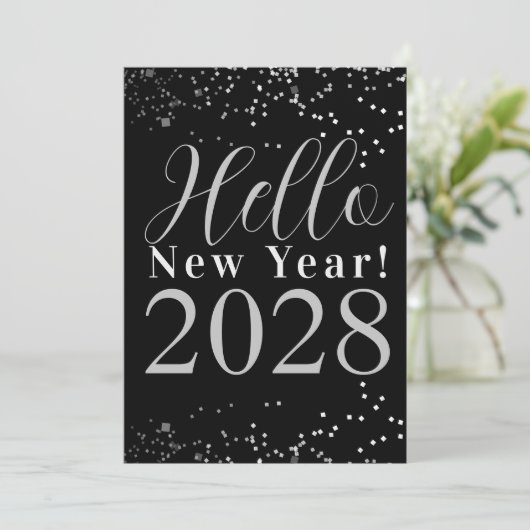 New Year's Eve Party Black and Silver Sparkle 招待状 (スタンド正面)