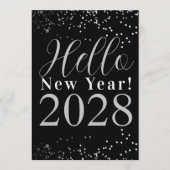 New Year's Eve Party Black and Silver Sparkle 招待状 (正面)