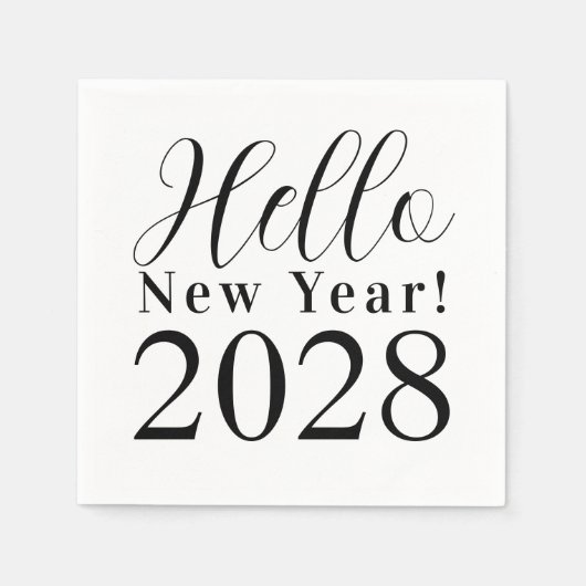New Year's Eve Party Black and White スタンダードカクテルナプキン (正面)