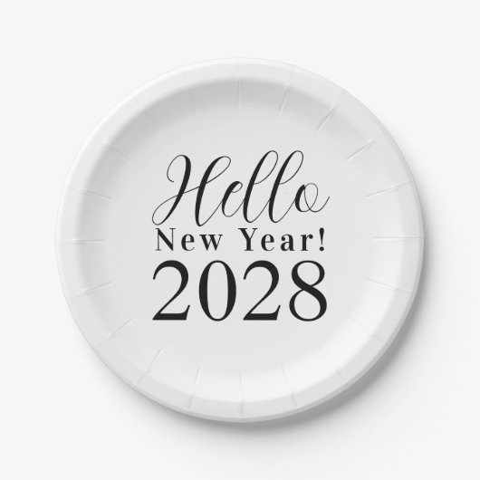 New Year's Eve Party Black and White ペーパープレート (正面)