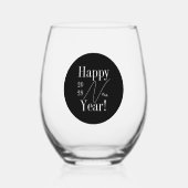 New Year's Eve Party Black and White Personalized ステムなしワイングラス (正面)