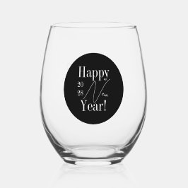 New Year's Eve Party Black and White Personalized ステムなしワイングラス
