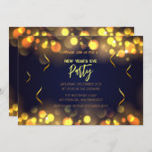  New Year's Eve Party faux gold foil 招待状 (正面/裏面)