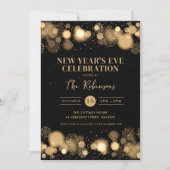 New Years Eve Party Gold Black Winter Wonder 招待状 (正面)