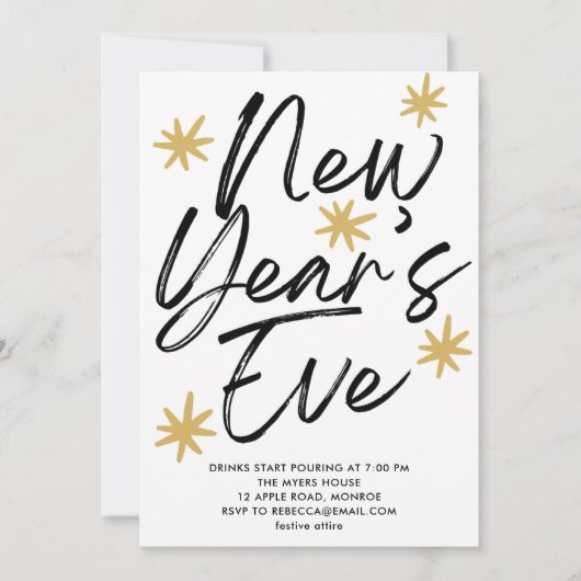 New Year's Eve Party Handwritten 招待状 (正面)