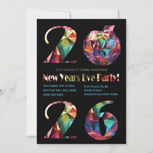 New Year's Eve Party Invitation-Colorful- 招待状 (正面)