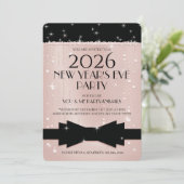 New Year's Eve Pink Champagne Bubbles Invitation 招待状 (スタンド正面)