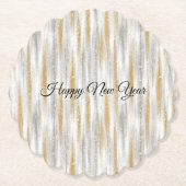 New Year's Eve Silver Gold Stripes Celebration ペーパーコースター (正面)