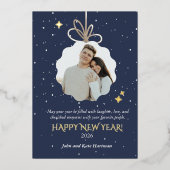 New Years Foil Greeting Card with Photo Ornament 箔シーズンカード (正面)