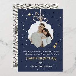 New Years Foil Greeting Card with Photo Ornament 箔シーズンカード