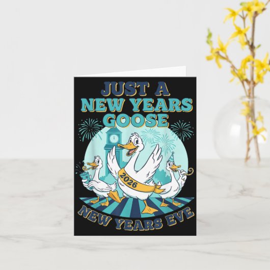 New Years Goose 2026 Celebration Fun  カード (黄色い花)