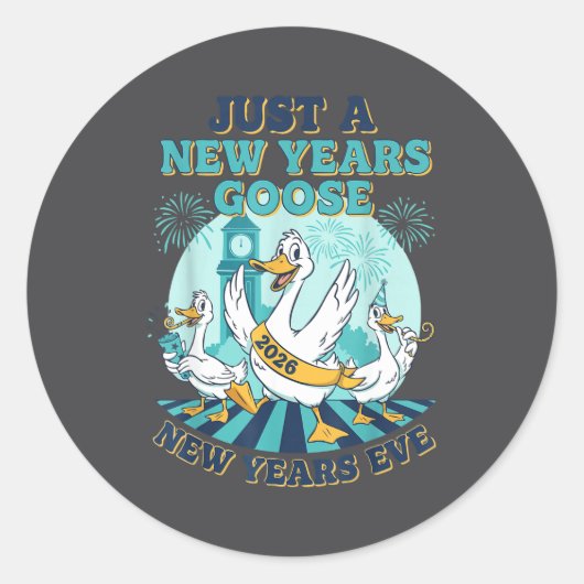 New Years Goose 2026 Celebration Fun  ラウンドシール (正面)