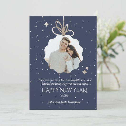 New Years Greeting Card with Photo Ornament (スタンド正面)