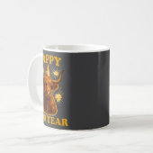 New Years Highland Cow Scottish Nye Party Farm Ani コーヒーマグカップ (正面左)