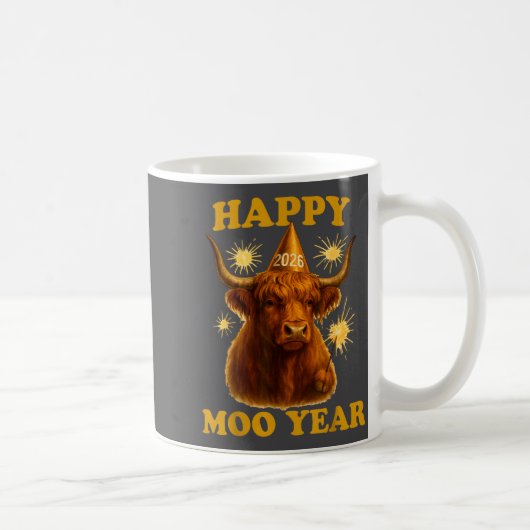 New Years Highland Cow Scottish Nye Party Farm Ani コーヒーマグカップ (右)