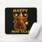 New Years Highland Cow Scottish Nye Party Farm Ani マウスパッド (マウス)