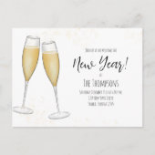 New Years Party Champagne Bubbly Watercolor  ポストカード (正面)