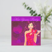 New Year's Party Club Flyer purple/red 招待状 (スタンド正面)