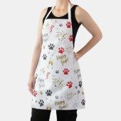 New Year's Paw Print Celebration Pattern Apron エプロン (インサイチュ)