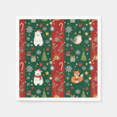 New Year's print, bear, Christmas tree, fox, bird スタンダードカクテルナプキン (正面)