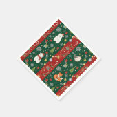 New Year's print, bear, Christmas tree, fox, bird スタンダードカクテルナプキン (角)