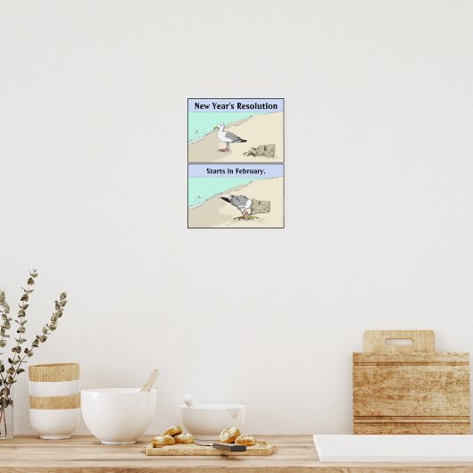 New Year's Resolution Poster 12x16" | Seagull Art ポスター (キッチン)
