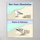 New Year's Resolution Poster 12x16" | Seagull Art ポスター (正面)