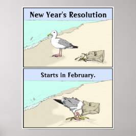 New Year's Resolution Poster 12x16" | Seagull Art ポスター