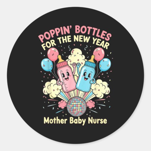 New Years Shirt, Nurse Png Bottles For The New Yea ラウンドシール (正面)