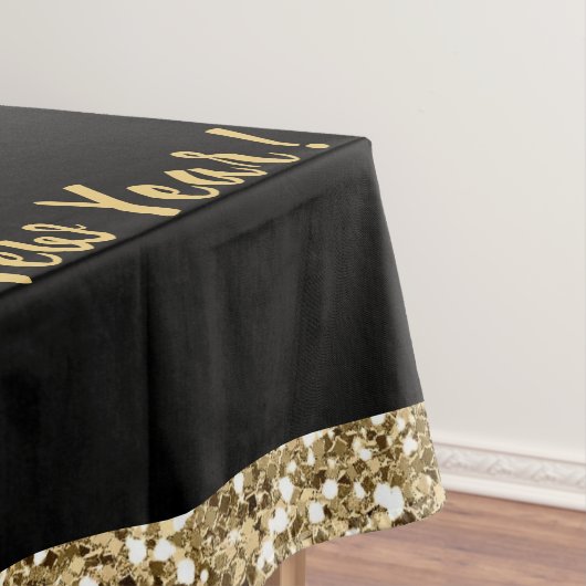 New Yeveパーティー、ブラックと金ゴールド テーブルクロス (インサイチュ)