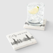 NEW YORKスカイラインシルエットモダン ストーンコースター (横)