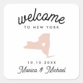 NEW YORK州宛先ウェディング任意の色 スクエアシール (正面)