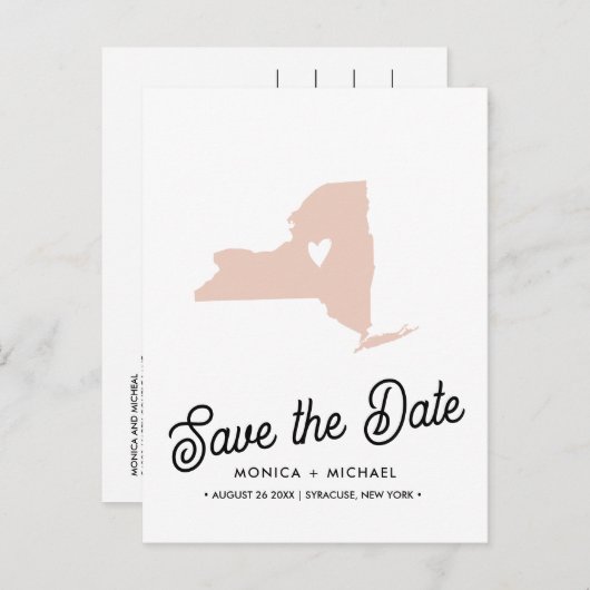 NEW YORK州宛先ウェディング任意の色 案内ポストカード (正面/裏面)
