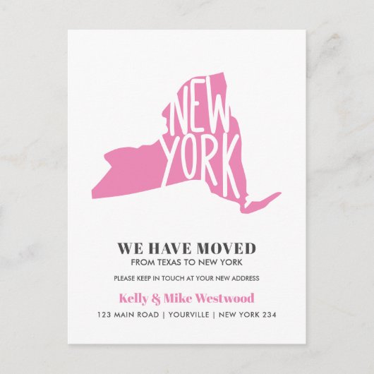 NEW YORK州新しいアドレスを移動したNew Home ポストカード (正面)