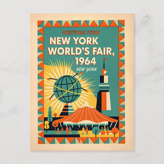 New York 1964 World’s Fair Retro ポストカード (正面)