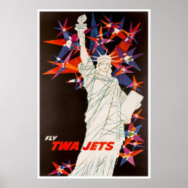New York Art Statue Of Liberty Print TWA Travel ポスター
