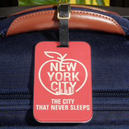 NEW YORK Big Apple Skylineシルエットモダンレッド ラゲッジタグ