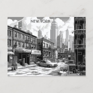 New York Black and White Travel manhattan ポストカード