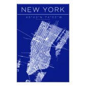 New York Blueprint Map Poster Coordinates Wall Art フォトプリント (正面)