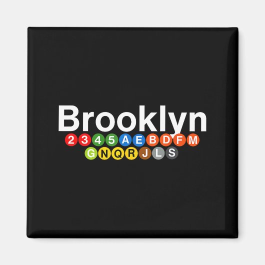 New York Brooklyn Subway Station Signs, Train Sign マグネット (正面)