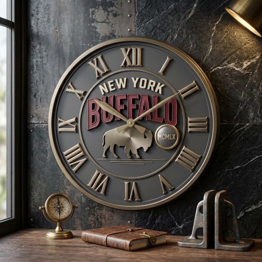 New York Buffalo ラージ壁時計