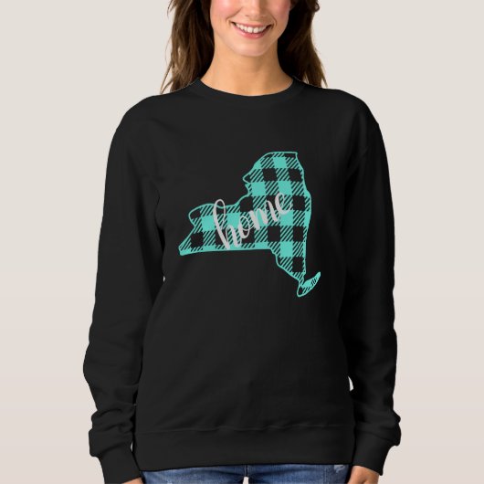 New York Buffalo Plaid Home State Country USA Teal スウェットシャツ (正面)
