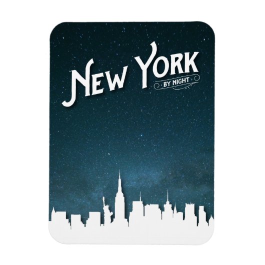 New York by night skyline – フレキシブルフォトマグネット マグネット (縦)