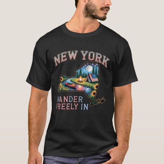 New York Camping Adventure | Wander Freely Nature  Tシャツ (正面)