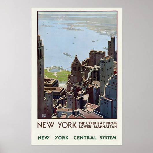 New York Central System Manhattan Skyscraper ポスター (正面)