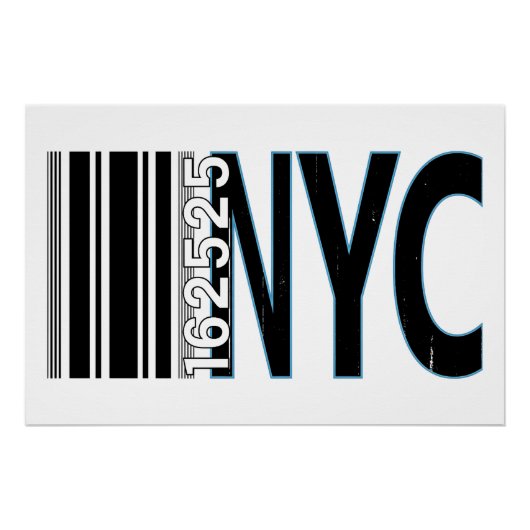 New York City 1625 Barcode Design ポスター (正面)