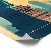 New York City –  16"x12" Art Deco Skyline Poster ポスター (角)