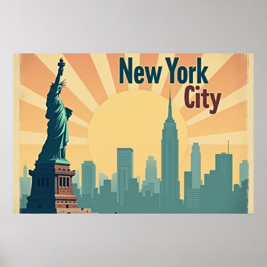 New York City –  30"x20" Art Deco Skyline Poster ポスター (正面)